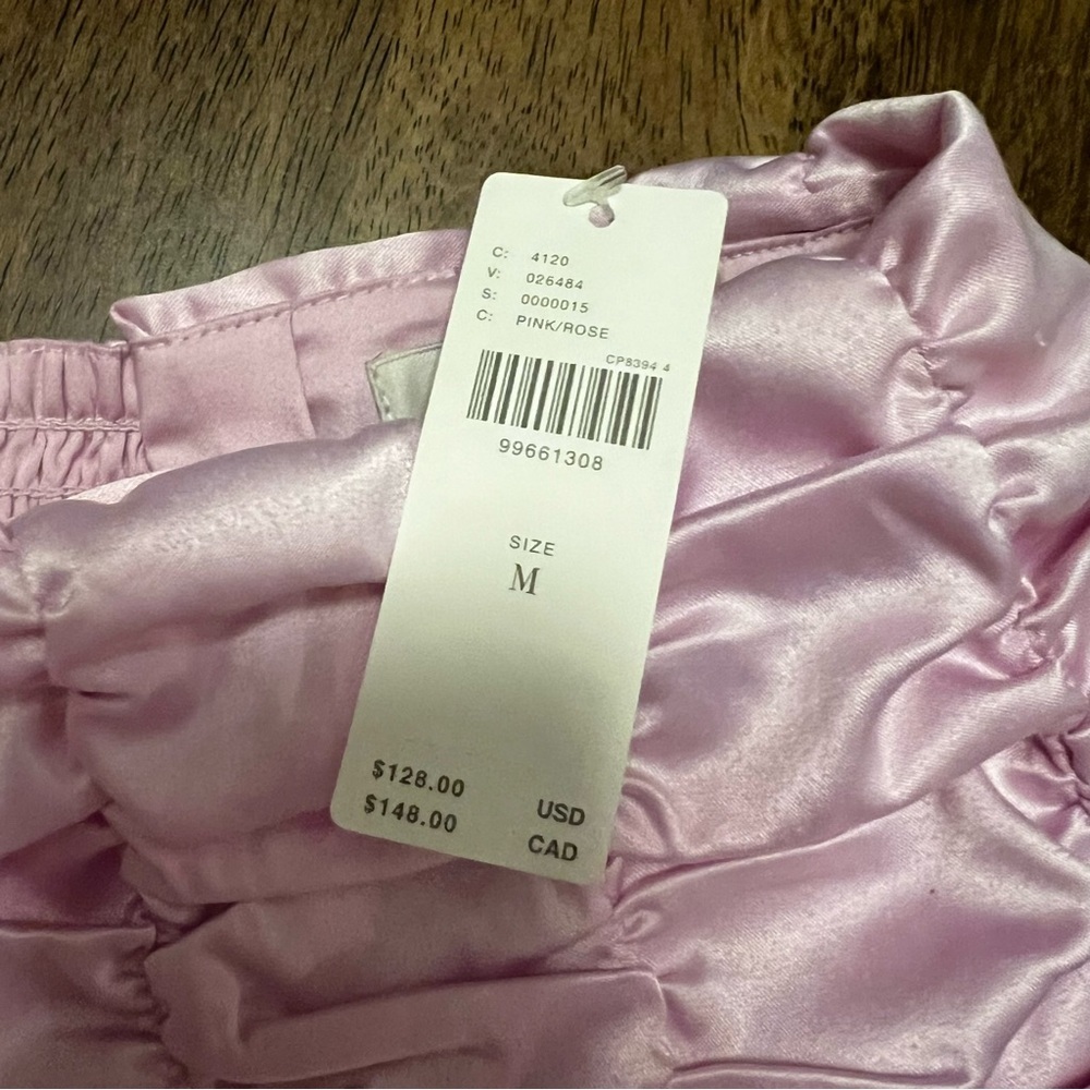 NWT Anthropologie Maeve Satin Chiffon Ruched Mini Skirt Pink Size M Coquette - Picture 7 of 13